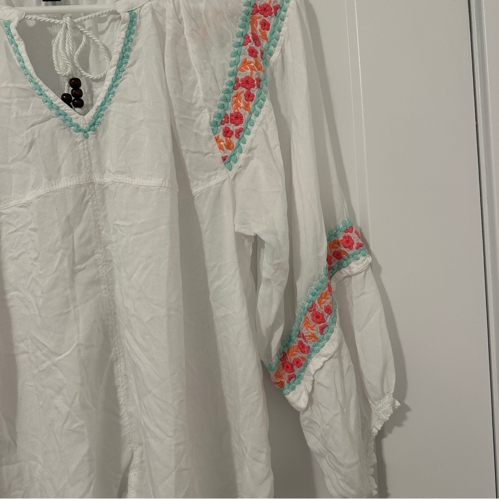 Hatley Embroidered White Long Sleeve Modal Tunic Size Small - Picture 8 of 15